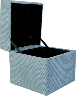 Zdjęcie produktu dla Pufa welurowa ZEFIR DOT 40x40 cm kwadratowa z pojemnikiem pufa tapicerowana otwierana do salonu morska