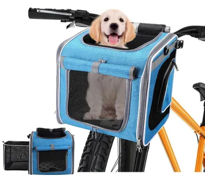 Produktbild von Premium-Fahrradkorb für Hunde – 4-in-1-Tragetasche – Fahrradkorb – Fahrradtasche für Hunde vorne – Hundekorb für E-Bikes – Fahrradkorb für Hunde