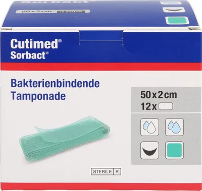 Produktbild von Cutimed Sorbact Tamponaden 2x50 cm 12 St