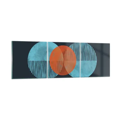 Produktbild von Bilder auf glas - 3 Teile - Abstraktion Räder Gürtel - 90x30cm - Glasbilder - Wandbilder - Bilder - zum Aufhängen bereit - Wanddekoration aus Glas - Glas Bilder - Wandbild auf Glas - GCA90x30-4670