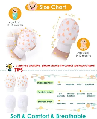 Imagen del producto de Guantes de algodón para bebés, 6 pares, talla 0-6 meses, para niñas, protegen contra arañazos