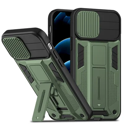Immagine prodotto di Custodia protettiva per Apple iPhone 12, cover, bumper, etui con funzione stand, colore: verde scuro