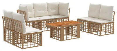 Produktbild von vidaXL Gartensofa-set 8 stk. Natürlich und Cremweiß Poly-Rattan