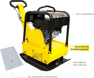 Obrázok produktu pre GÜDE GRP 160 vibračný zhutňovač vibračný podvozokPolyuretándoska 180kg 30kN