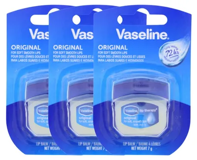 Produktbild von 3x Vaseline Lip Therapy Original Pflegender Lippenbalsam für optimale Feuchtigkeit bis zu 72h je 7g