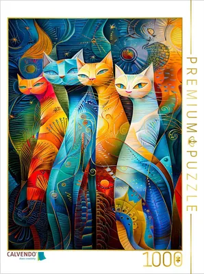 Produktbild von CALVENDO Puzzle Planetenkatzen in leuchtenden Farben | 1000 Teile Lege-Größe 64x48cm Foto-Puzzle für glückliche Stunden