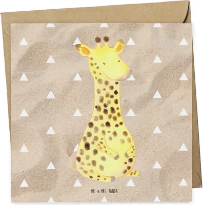 Produktbild von Mr. & Mrs. Panda Grußkarte Giraffe Zufrieden - Sandig - Geschenk, faltkarte, anlasskarte, Abenteuer, Glück, Glückwunschkarte, doppelkarte, Afrika, Klappkarte