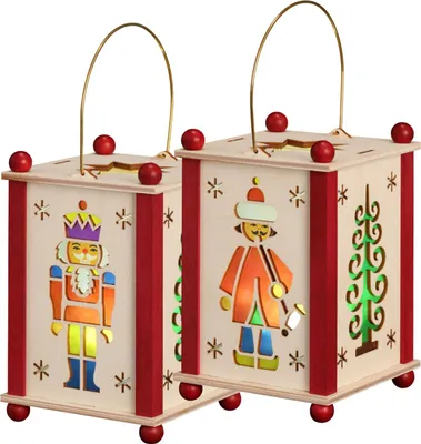 Produktbild von Laterne  & Räucherfigur (21cm) Nussknacker von Seiffener Volkskunst