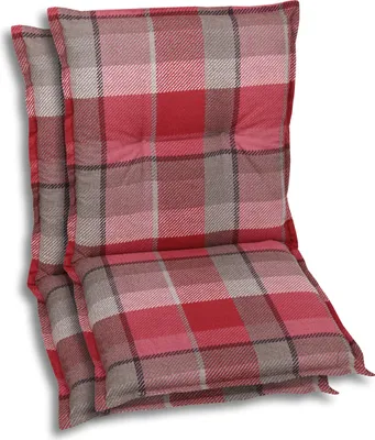 Produktbild von GO-DE Textil, Sesselauflage Niederlehner, 2er Set, Farbe: rot, Maße ca.: 100 cm x 50 cm x 6 cm, Rückenhöhe: 52