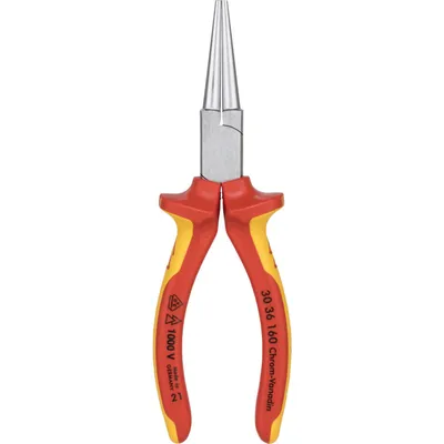 Produktbild von Langbeckzange Gesamt-L.160mm Form 3 Kopf verchr.lang,rd.VDE Mehrkomp.-Hüllen