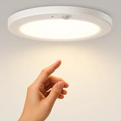 Image de Plafonnier LED avec détecteur de mouvement - Lampe à éclairage automatique - Température de couleur réglable - Diamètre de 19 cm - Blanc