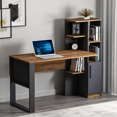 Produktbild von Homidea Tody Schreibtisch - Computer & Schreibtisch - Arbeitsplatz - Stauraum mit Tür und Ablagen im modernen Design für Home Office oder Kinderzimmer