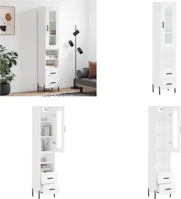 Produktbild von vidaXL Highboard Weiß 34,5x34x180 cm Holzwerkstoff - Highboard - Highboards - Sideboard - Schrank