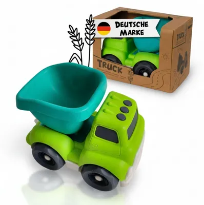 Produktbild von Spielzeug-Kipplaster aus Weizenstroh-Mix - Baufahrzeug mit beweglicher Kippmulde für Kinder ab 1 Jahr - Robustes Spielzeugauto