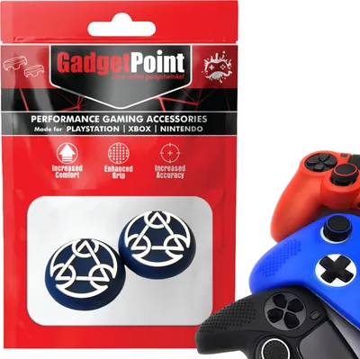Immagine prodotto di Thumbgrips - Thumbgrips per PlayStation, PS5, Xbox X/S, One e Switch Pro Controller - Thumbgrips da gioco - Thumbstick antiscivolo ad alte prestazioni - Accessori di protezione - Space - Blu/Bianco -