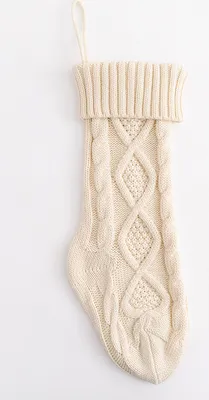 Obrázok produktu pre Vianočný vreckový vak na sladkosti, pletený z diamantovej priadze, darčeková taška, dekorácia do interiéru, výška 37 cm, malá (biela)