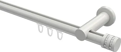 Produktbild von Interdeco Innenlaufstange / Gardinenstange mit Innenlauf Weiß, Typ Platon Estana (Glitzerkappe), 20 mm Ø 1-läufig, 140 cm