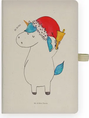Produktbild von Mr. & Mrs. Panda Tagebuch Einhorn Weihnachtsmann - Transparent - Geschenk, Nikolaus, Unicorn, Weihnachten, Kladde, notizbuch a4, Schokolade, Journal, Gin, DIN