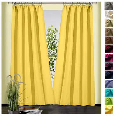 Dekoschal Uni blickdicht gelb 230x135 cm mit Faltenband