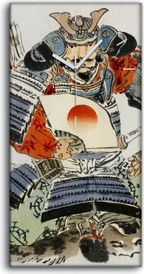 Produktbild von Wandbild Leinwand Bilder mit Uhr 30x60 Malerei Japanische Samurai Kunst - weiße Hände