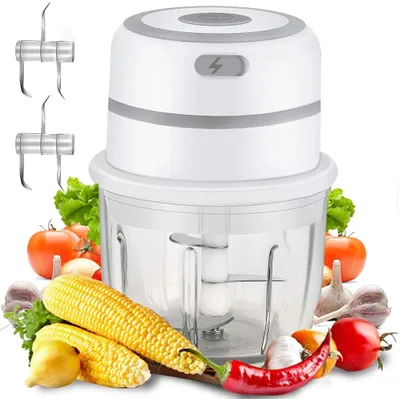 Obrázek produktu pro Elektrický drtič kuchyně, mini multi drtič česneku kráječ cibule elektrický s 300ML tlustou skleněnou nádobou mini cibule chopper pro česnek ovoce maso, IP67 vodotěsný