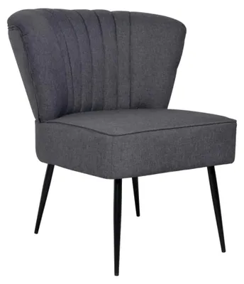 Produktbild von Esszimmerstuhl mit gepolsterter Sitzfläche, moderner Freizeitstuhl, Cocktailsessel, Polsterstuhl für Wohnzimmer und Lesesessel, Dunkelgrau