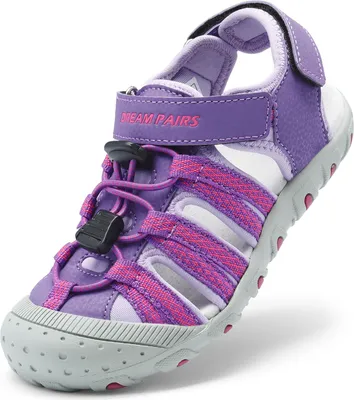 Produktbild von DREAM PAIRS Kinder Jungen und Mädchen Sandalen Outdoor Sportsandalen Strandsandalen Schwarz Klassische Sandalen Klettverschluss Atmungsaktiv Verschleißfest,Farbe: Alles LILA, Größe: 28
