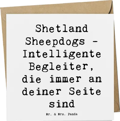 Produktbild von Mr. & Mrs. Panda Glückwunschkarte Spruch Shetland Sheepdog Freund - Weiß - Geschenk, loyale Hunde, Hunderassen Beschreibung, faltkarte, einfühlsames Wesen, Hunderasse