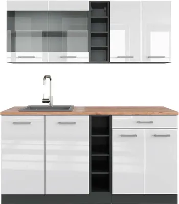 Obrázek produktu pro Jednotková kuchyně Vicco R-Line Bílý vysoký lesk/antracit 160 cm , PD Dub, Model 42963
