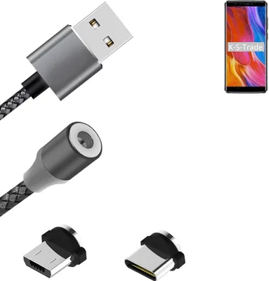Produktbild von K-S-Trade Hochwertiges Magnet-Lade-kabel Sync-Kabel Daten-Kabel für Oukitel K8 mit USB-Typ-C-Anschluss und Micro-USB-Anschluss 2A bis zu 480mbps