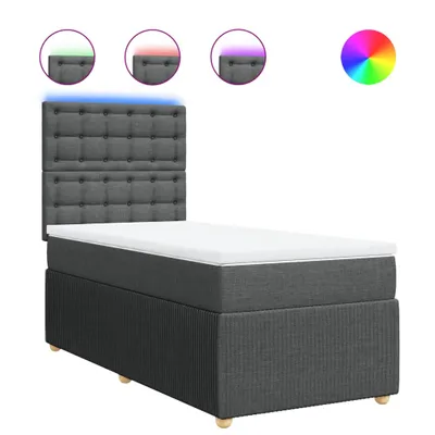 Produktbild von Boxspringbett mit Matratze Dunkelgrau 90x200 cm Stoff