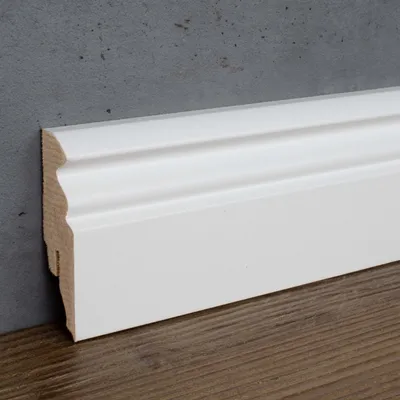 Produktbild von PROVISTON | Sockelleiste | Berliner Profil | 16 x 58 x 2500 mm | MDF foliert | Weiß | Annähernd RAL 9016 | Hamburger Fußleiste | 2.5 Meter