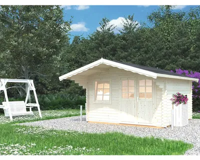 Produktbild von Gartenhaus Palmako Sally 12,3 m² inkl. Fußboden und Vordach 426 x 530 cm natur