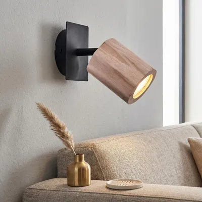 Produktbild von Papigno Wandlampe aus Metall/Holz in Schwarz/Natur