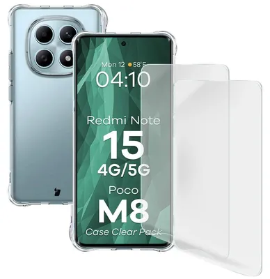 Produktbild von Handyhülle + 2x Folie für Xiaomi Redmi Note 15 / POCO M8 5G, Bizon Case Clear Pack, Transparent