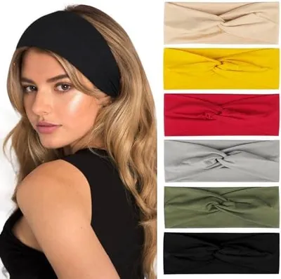Produktbild von Damen-Haarband, dünnes sommerliches Stirnband, rutschfest und breit, elastisches Bandana, weiches Kopftuch und Haarschmuck für Yoga, Sport und Laufen