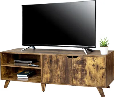 Produktbild von Relaxdays TV-Lowboard, 6 Fächer, TV-Schrank bis 60 Zoll, HBT: 50 x 140 x 40 cm, Fernsehtisch mit Kabelführung, braun