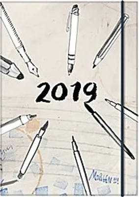 Produktbild von Illustrierter Taschenkalender 2019 Din A6, 240 Seiten, Hardcover, Jahres-, Monats- & Wochenübersichten, Gummiband