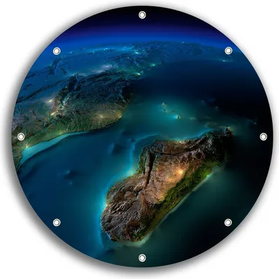 Produktbild von Wallario rundes Outdoor-Poster für Garten oder Balkon, Motiv Blick  auf  die  Erde  bei  Nacht, 30 cm Durchmesser
