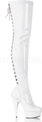 Produktbild von PLEASER DELIGHT-3063 Plateau Overkneestiefel mit Schnürung hinten