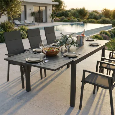 Immagine prodotto di Milani Home - tavolo da giardino allungabile, alluminio, 10 posti, taupe, piano 200 x 300 cm