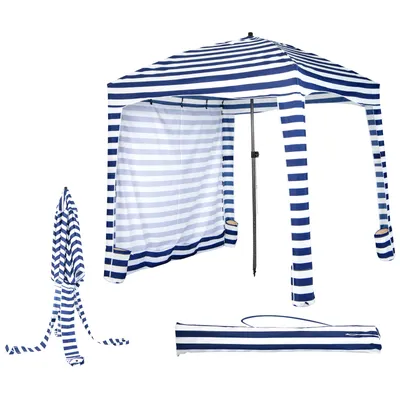 Produktbild von GOPLUS Sonnenzelt Strand, 183x183x240cm Strandzelt höhenverstellbar mit Abnehmbarer Seitenwand, 8 Sandsäcken & Tragetasche, Sonnenschutz für Camping Picknick Angeln