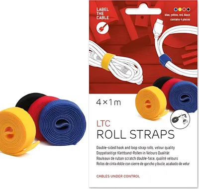 Produktbild von Klettbandrolle, 16 mm x 1 m, doppelseitiger Kabelbinder, 1 x rot, 1 x blau, 1...