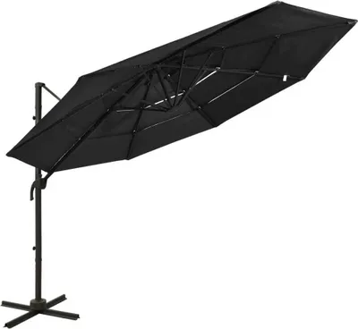 Produktbild von The Living Store Sonnenschirm mit Aluminium-Mast 4-lagig Schwarz 3x3 m