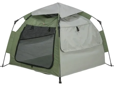 Produktbild von TRIXIE Pop-Up Hundezelt mit Mesh für schnellen Auf- und Abbau - olivgrün/beige - 100 × 80 × 100 cm