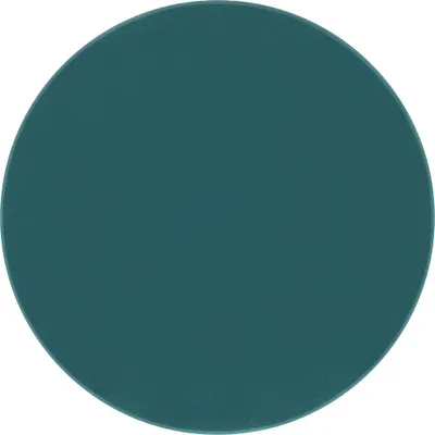 A plain, circular teal rug is shown against a white background.