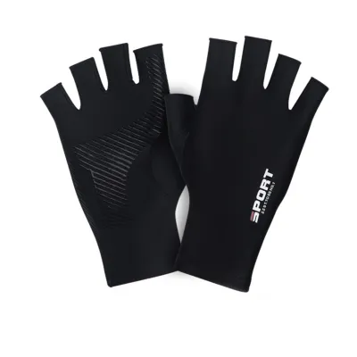 Produktbild von Sonnenschutzhandschuhe, einfarbig, hochelastisch, atmungsaktiv, rutschfest, Halbfingerhandschuhe, Sonnenschutz, Elasthan, Damen und Herren, Sommer, Outdoor, Fahrradhandschuhe, Sportzubehör