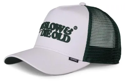 Produktbild von Djinns zweifarbige Trucker-Cap mit Snapback-verschluss und Spruch „Live Slow & Die Old“, weiß, Gr. Einheitsgröße