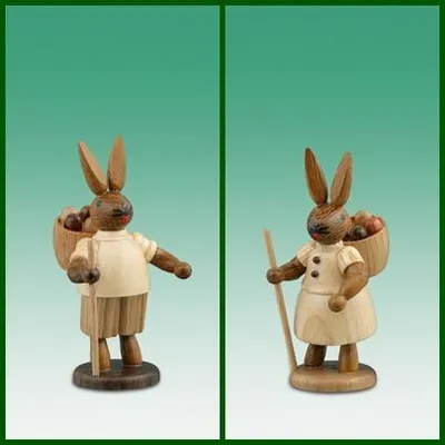 Produktbild von Osterdekoration Osterhasenpaar mit Eierkorb Höhe 7,5cm NEU