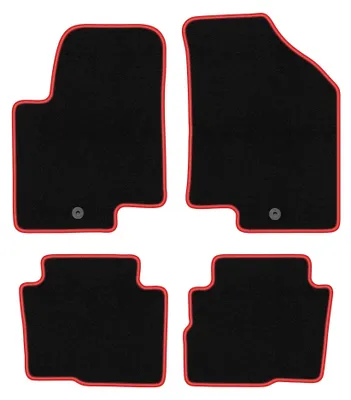 Image de Tapis de sol en moquette pour Kia Soul I 2009-2013 (crossover) – jeu 4 pièces, noir/rouge, sur mesure – Wielganizator CARLUX